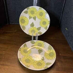 Vintage Royal China Sunflower Pattern Set Of 2 Dessert Plates  7‎ 1/4 In